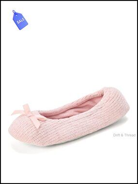Layla Ballerina Slipper Memory Foam Soft Tie Bow Suede Sole